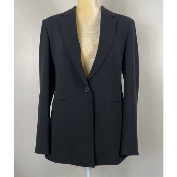 Theory Crepe Power Jacket Black Blazer Size 8 Professional Career Office - Picture 7 of 11
